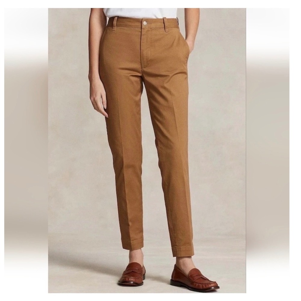 Polo Ralph Lauren The Slim Chino Pants Womens 6 Khaki Brown Twill Trousers NEW